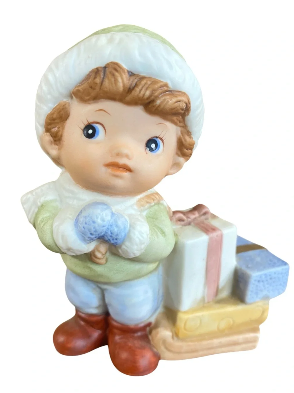 Vintage Homco Christmas Porcelain Children Figurines Set of 4 Holiuday Whimsy